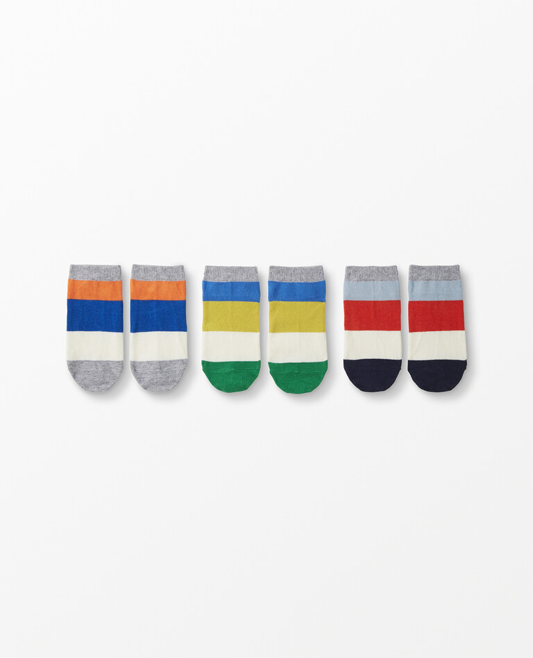 Ankle Socks 3-Pack in Blue Colorblock - main