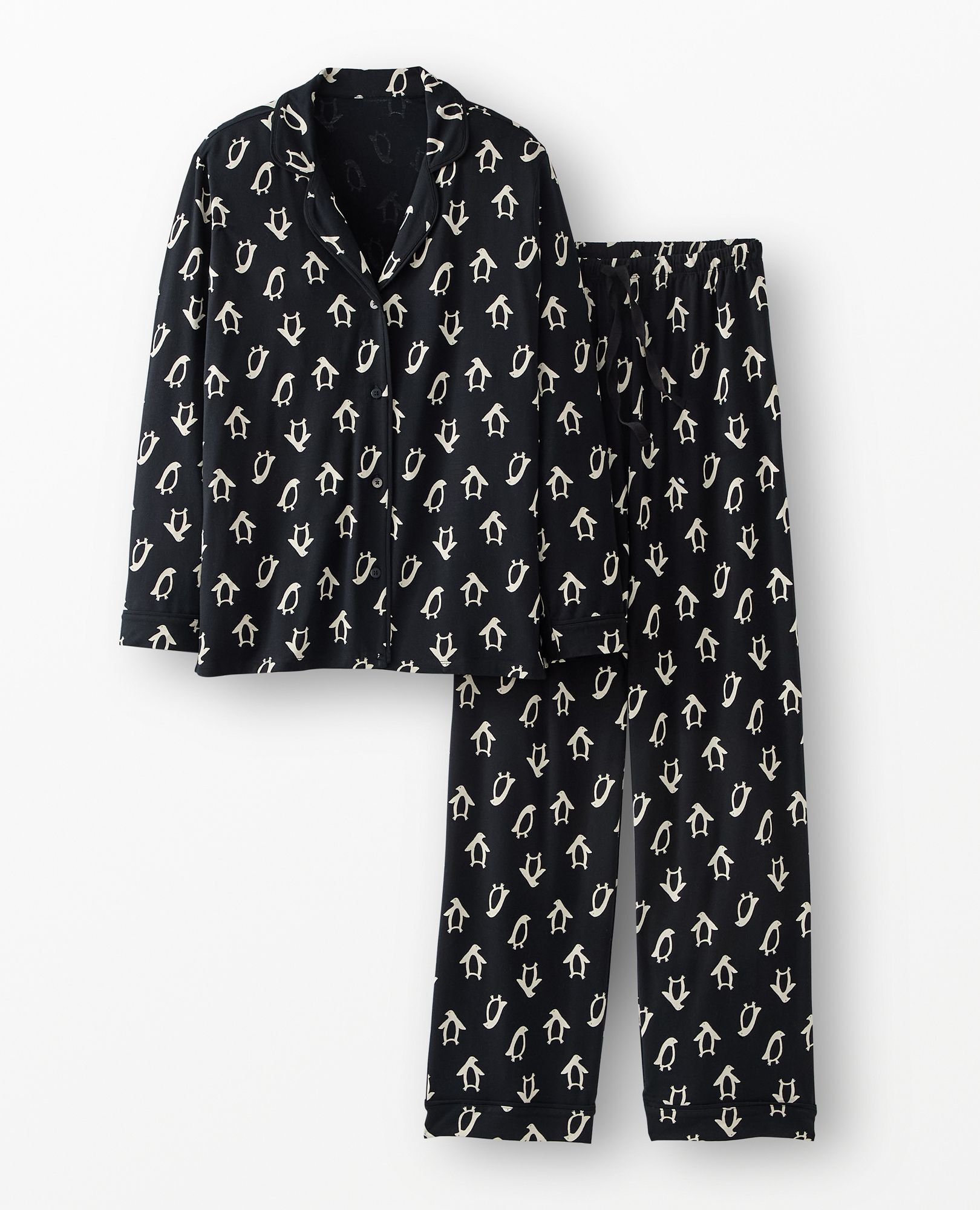 Women's Long Sleeve HannaSoft™ Pajama Set in Squeaky the Penguin on Black - main