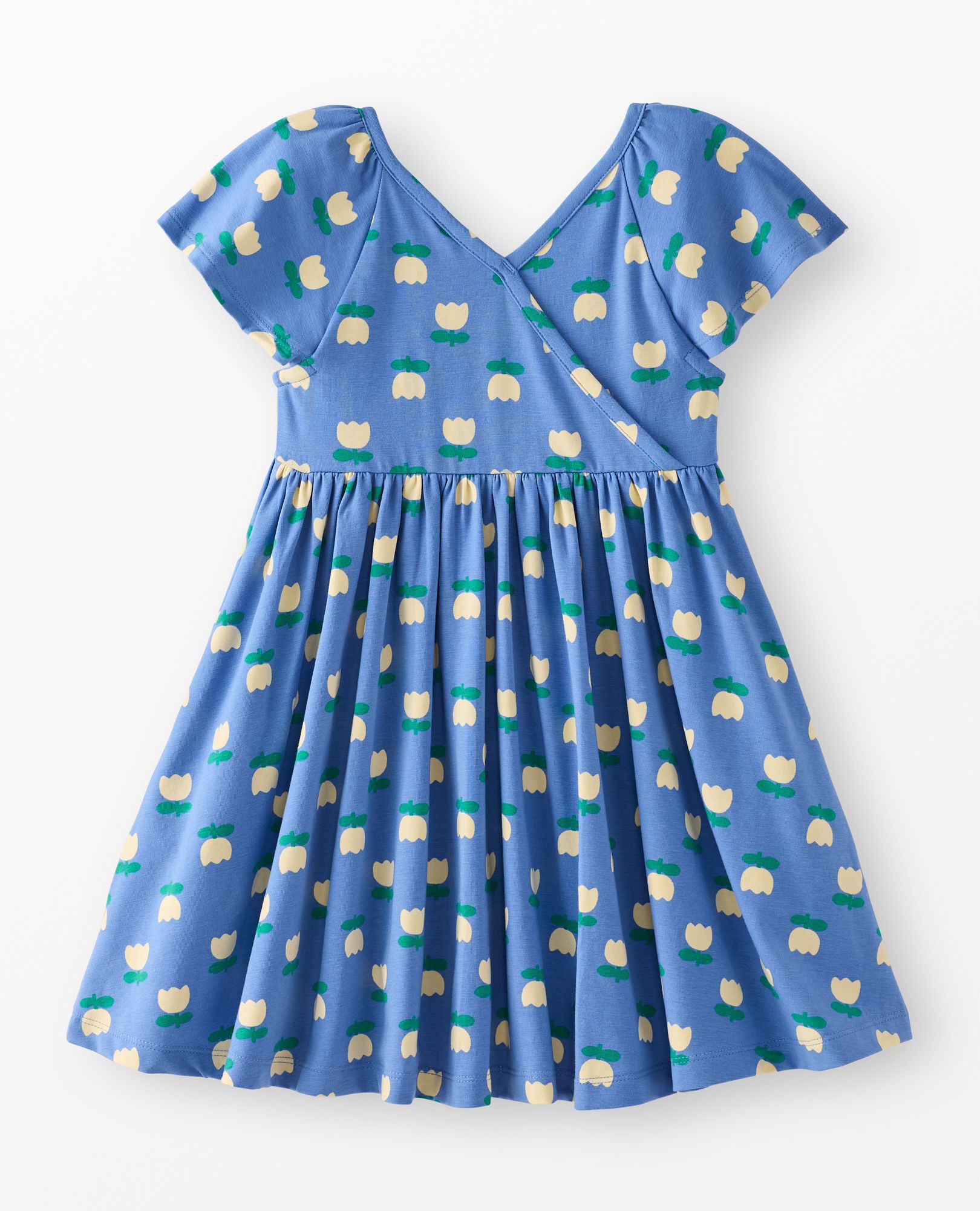 Reversible Skater Dress with Pockets in Tulip Rows on Blue - main