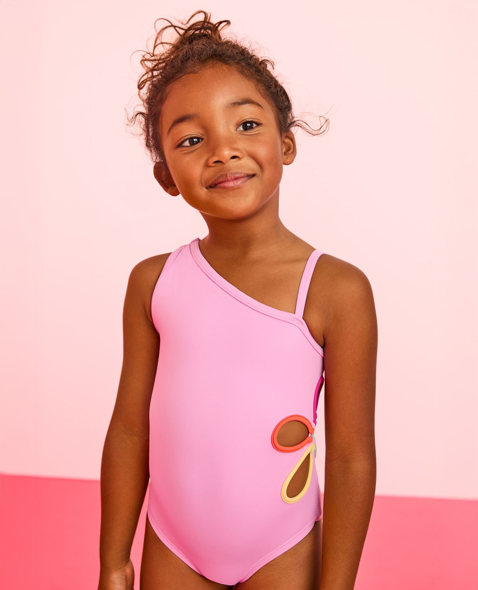 One-Piece Flower Cut Out Swimsuit in Echinacea - main