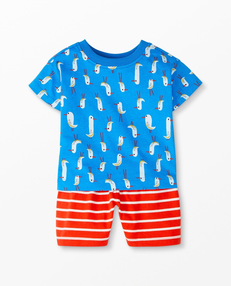 Baby Tee & Short Set In Cotton Jersey in Seagulls - main