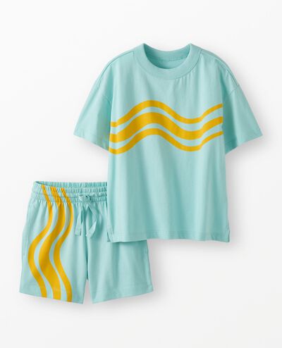 Graphic T-Shirt & Shorts Set in Feather Blue - main