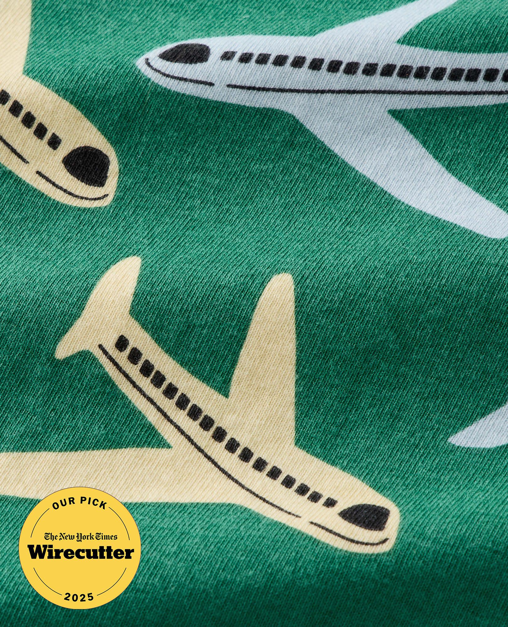 HannaJams™ Pajama Set in Airplanes on Emerald Green - main