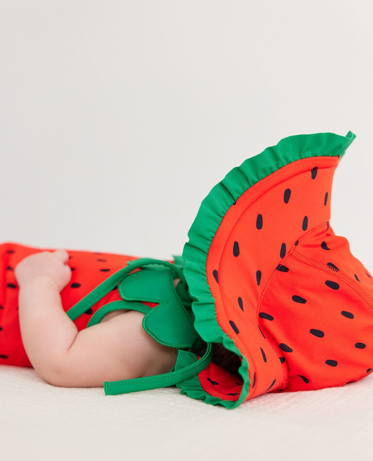 Baby Swimsuit & Floppy Sun Hat Set in Super Strawberries - main