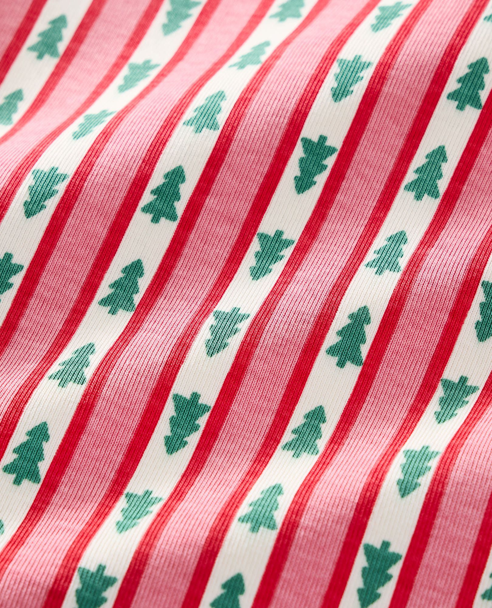 Holiday HannaJams™ Sleeper in Tree Ribbons on Pink - main