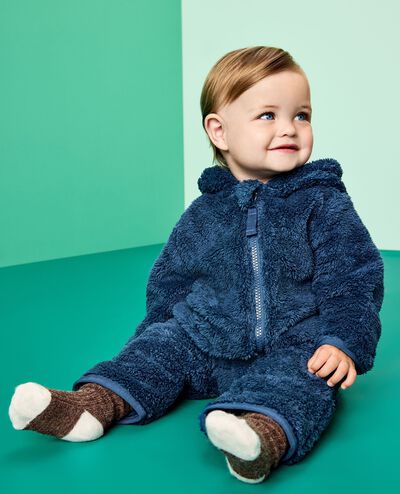 Baby Marshmallow Fleece Romper in Midnight Blue - main