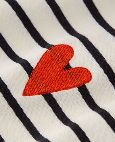 Women's Striped Heart Long Sleeve T-Shirt in Happy Heart - main