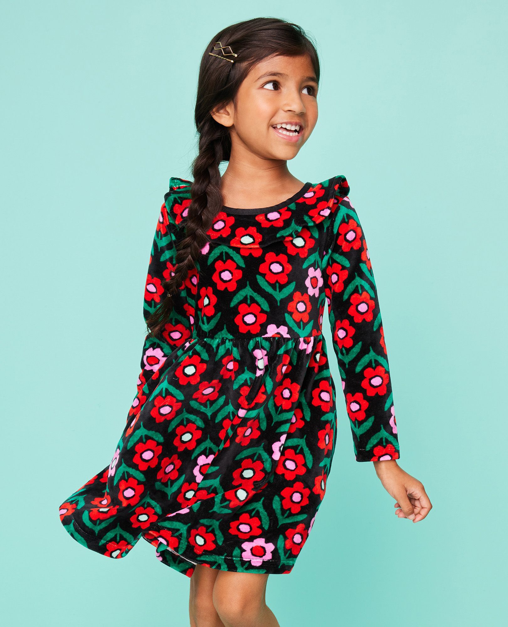 Print Velour Super Soft Skater Dress Hanna Andersson