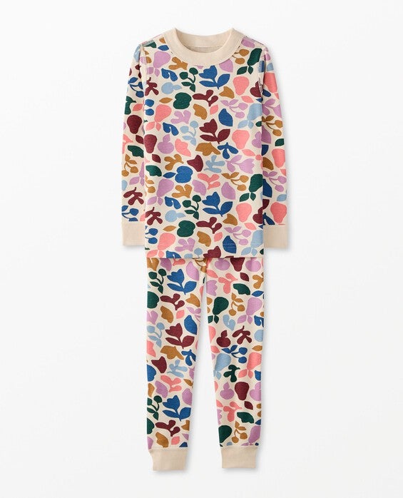 Toddler Long John Pajama Set in Multi Abstract Foliage - 100% Cotton - Girls' Size 3 by Hanna Andersson