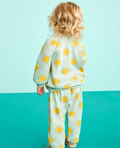 Baby French Terry Sweatshirt & Sweatpants Set in Springtime Suns on Blue - main