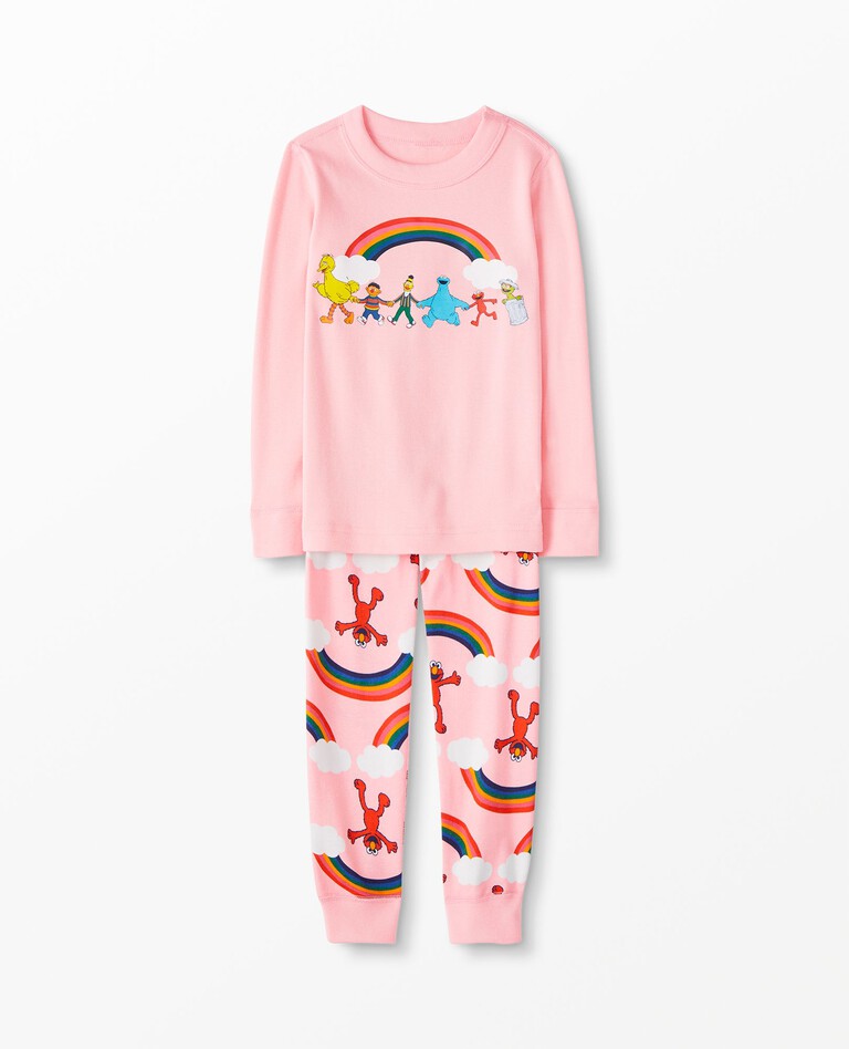 Sesame Street Long John Pajama Set in Rose Blossom - main