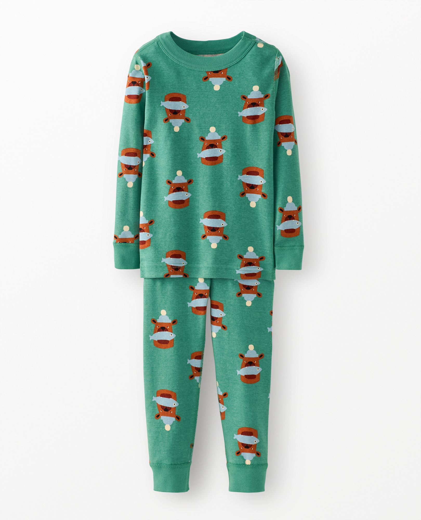 Holiday HannaJams™ Pajama Set in Fresh Catch on Bottle Green - main