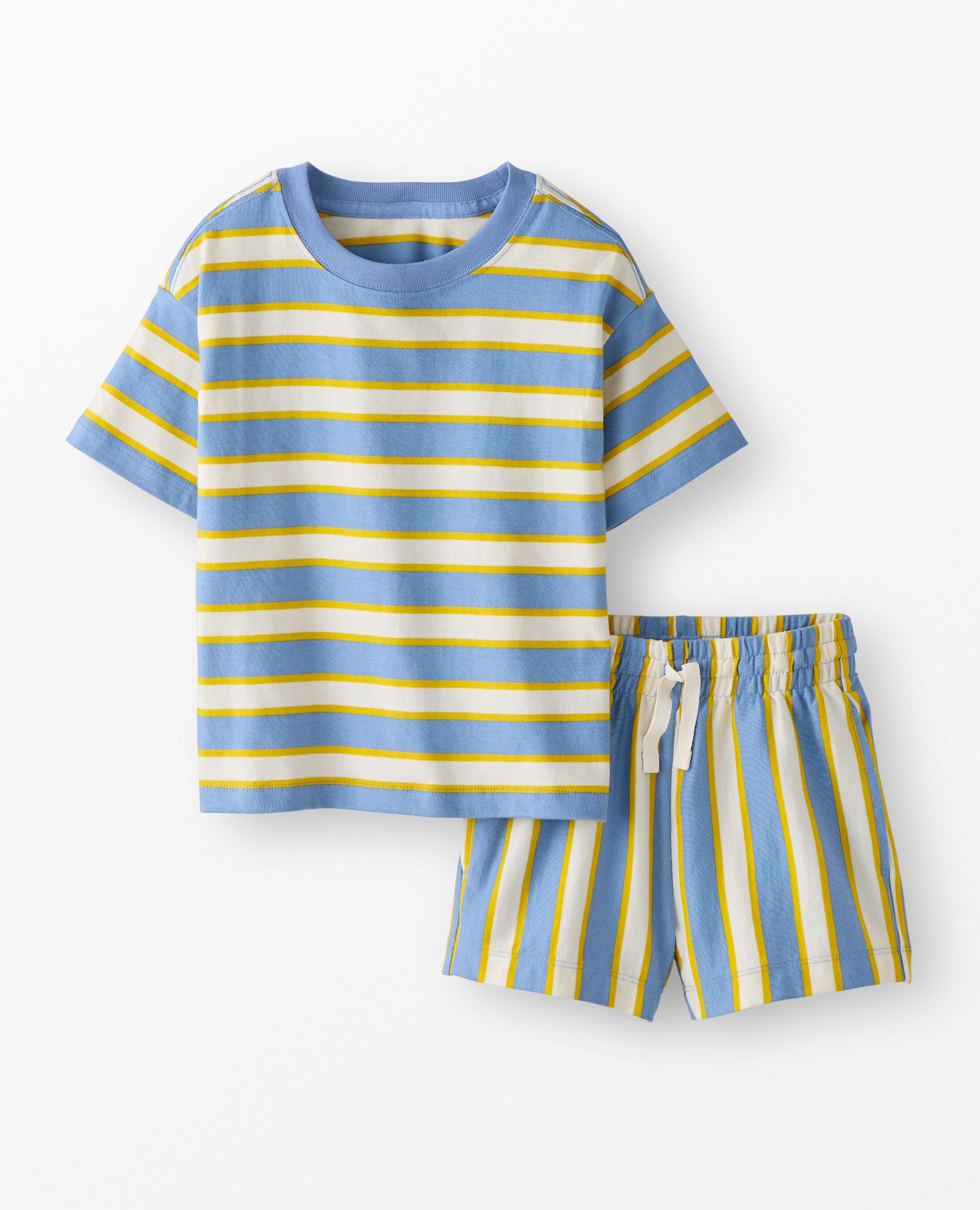 Striped T-Shirt & Shorts Set in Horizon Blue/Ecru - main