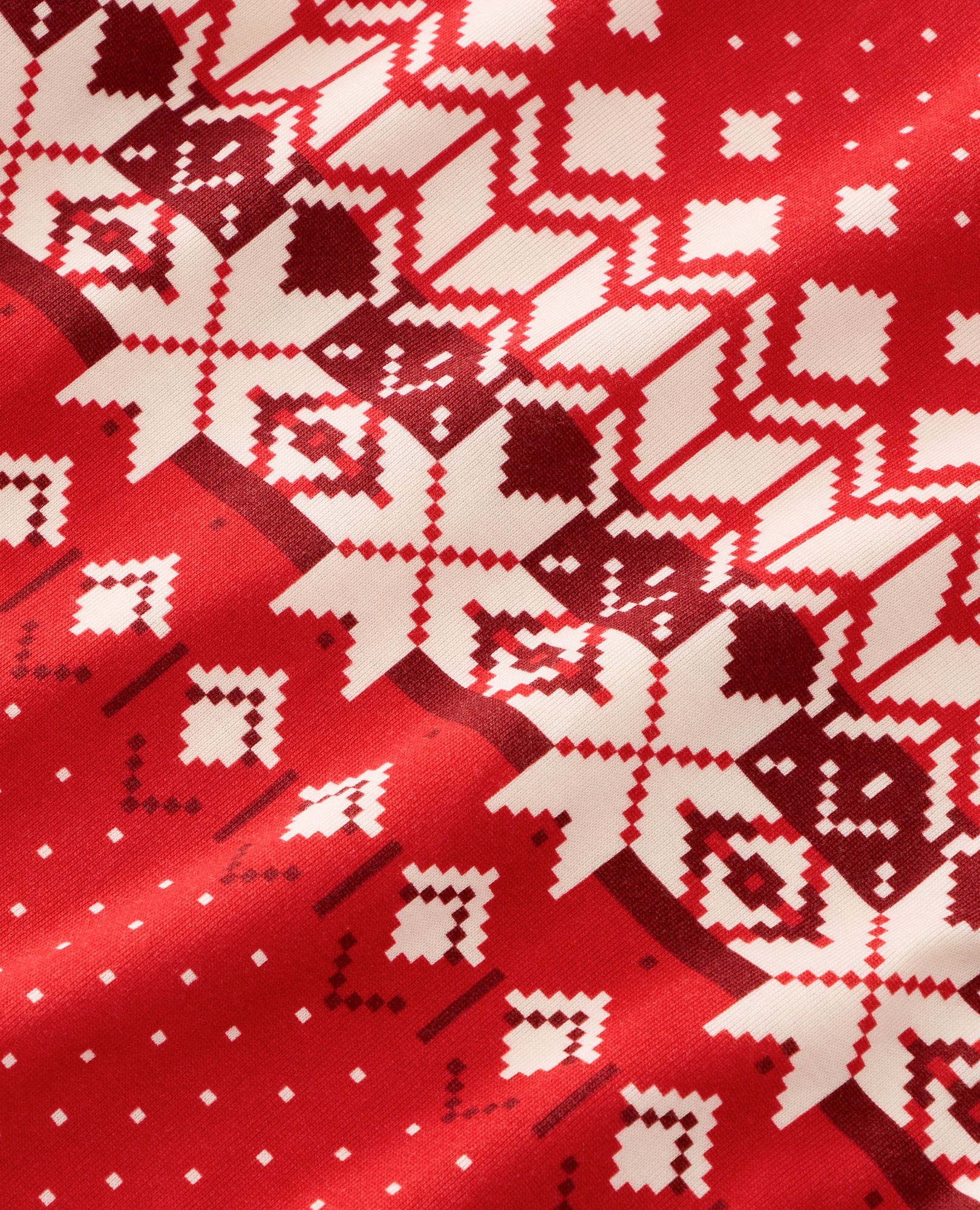 Adult Holiday Long John Pajama Top in Ribbon Red Fairisle - main