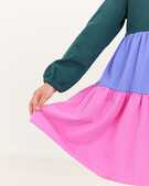 Colorblock Twirl Power Dress in Juniper Multi - main