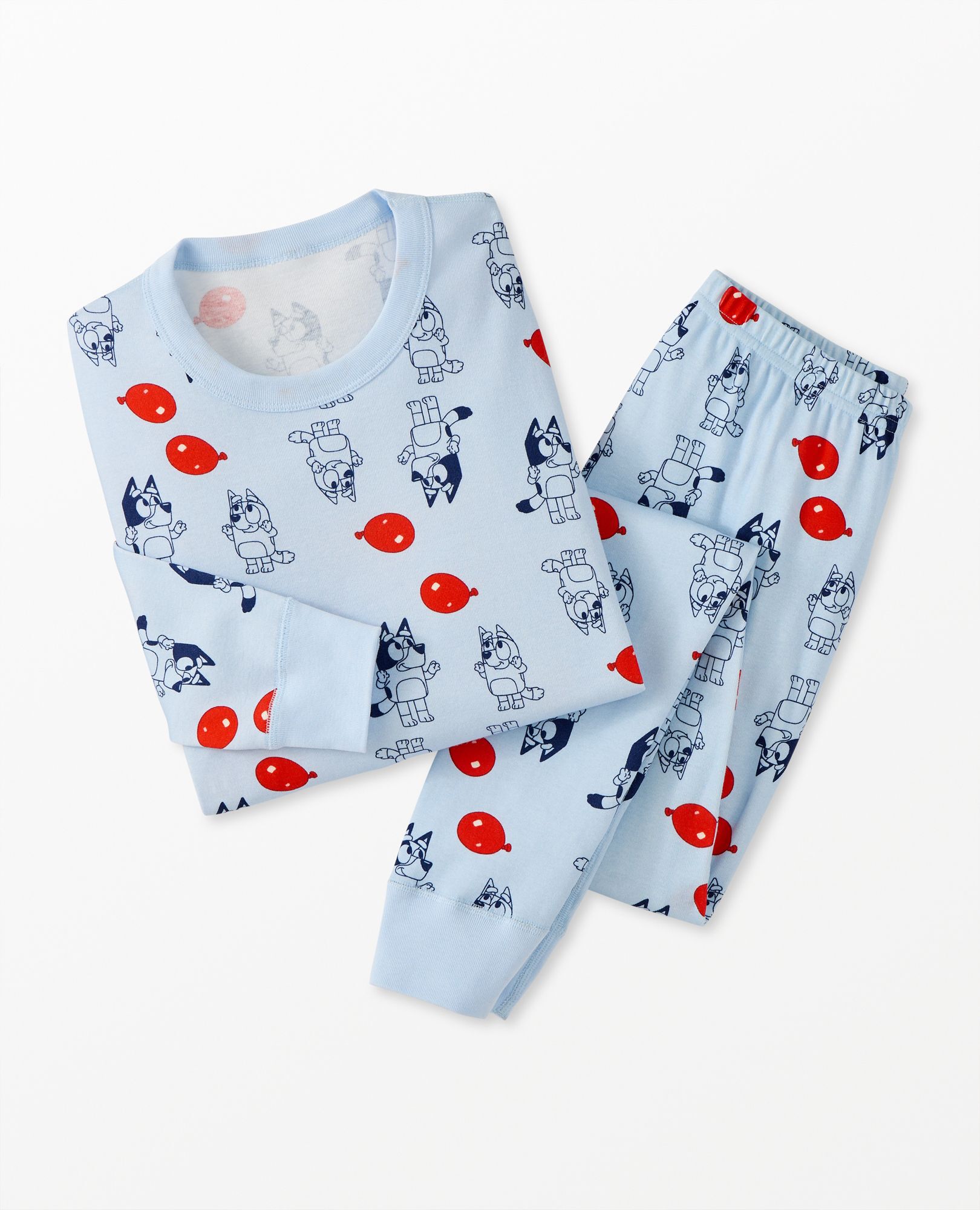 Adult Bluey Long John Pajama Set in Bluey on Cloud Blue - main