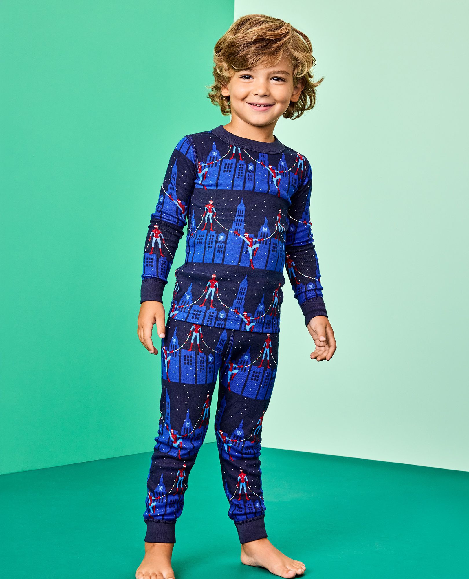Marvel Spider-Man Holiday HannaJams™ Pajama Set in Spiderman in the City on Navy - main