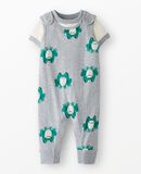 Baby T-Shirt & Overalls Set in Frogs on Grey Heather - main