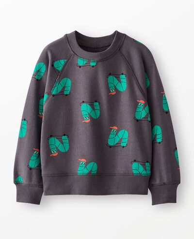 French Terry Sweatshirt in Skateboarding Inchworm on Black - main