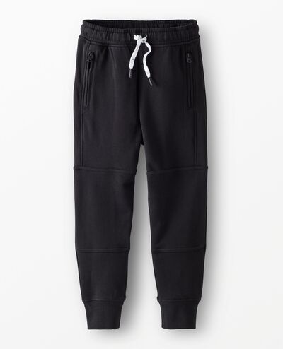 Slim Fit French Terry Double Knee Sweatpants in Black - main