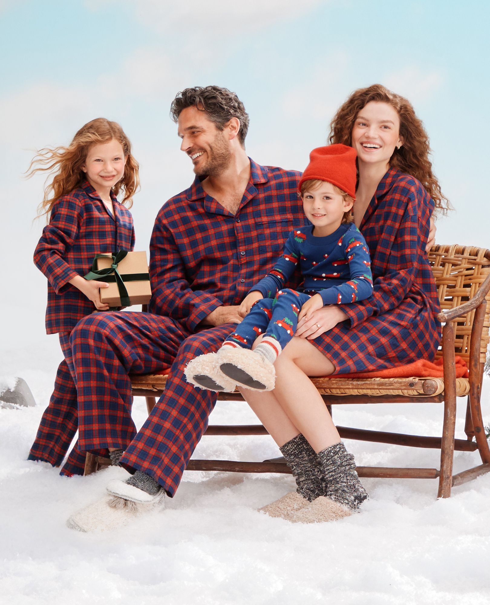 Women's Holiday Flannel Nightshirt in Navy Holiday Plaid - main