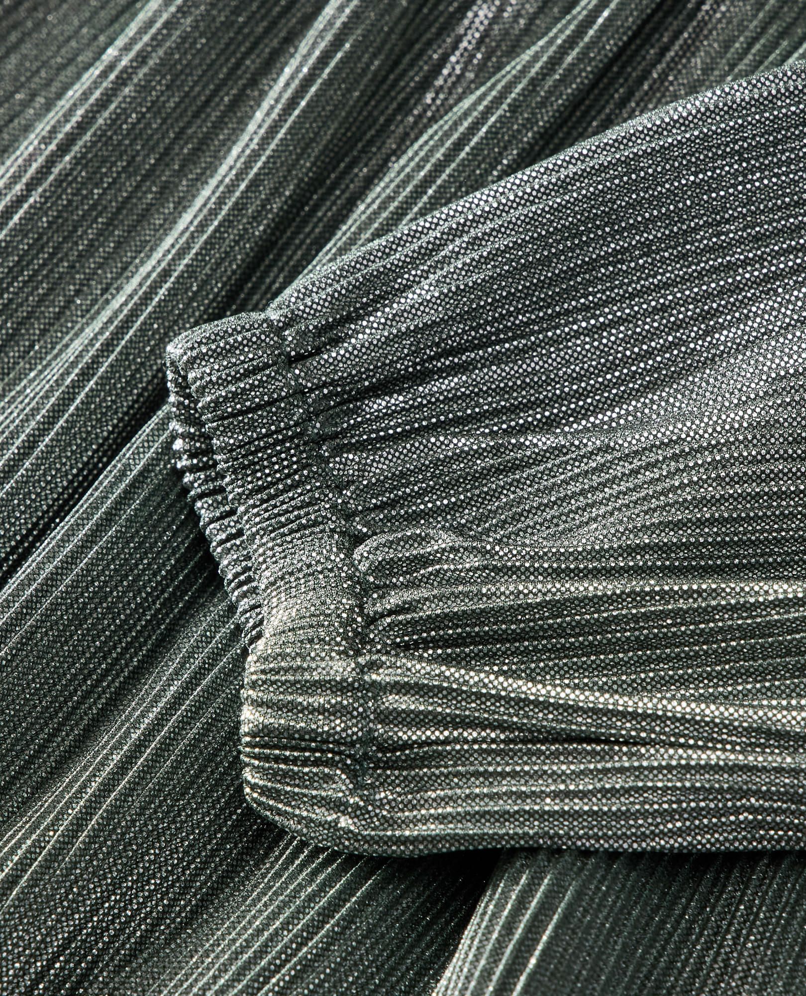 Long Sleeve Metallic Tiered Dress in Green - main