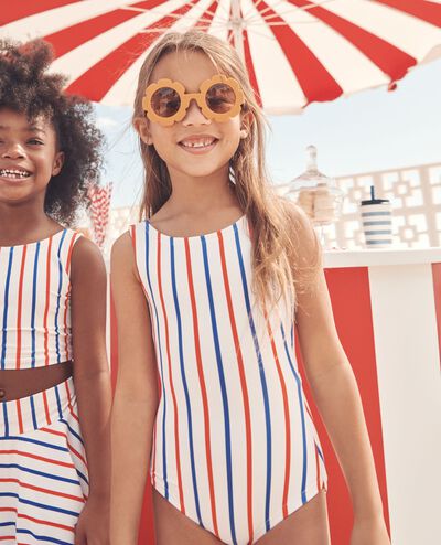 One-Piece Bow Back Swimsuit in RWB Stripe - main