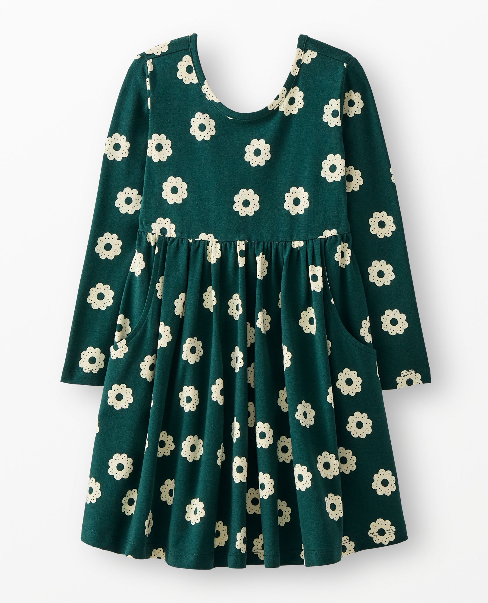 G LS Knit Holiday Printed Skater Dress in Sugar Cookies on Ponderosa Green - main