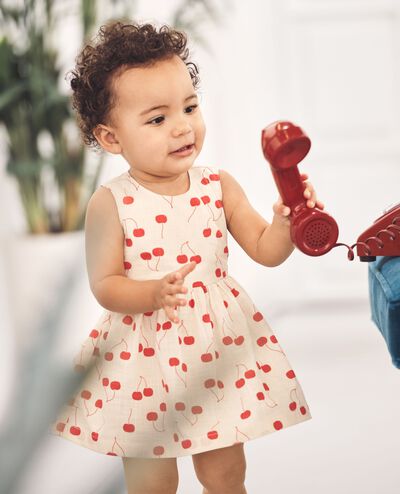 Baby Poplin Dress & Bloomers Set in Cherry on Top on Ecru - main