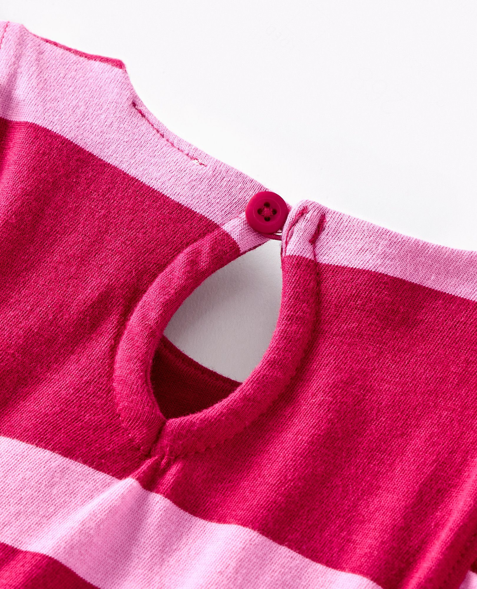 Long Sleeve Striped Dress with Pockets in Raspberry/Fuchsia Pink - main