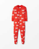 Baby Zip Footed Sleeper In Organic Cotton in Holiday Bow - main