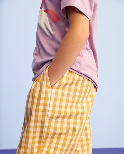 Poplin Parachute Pants in Gold/Ecru Gingham - main