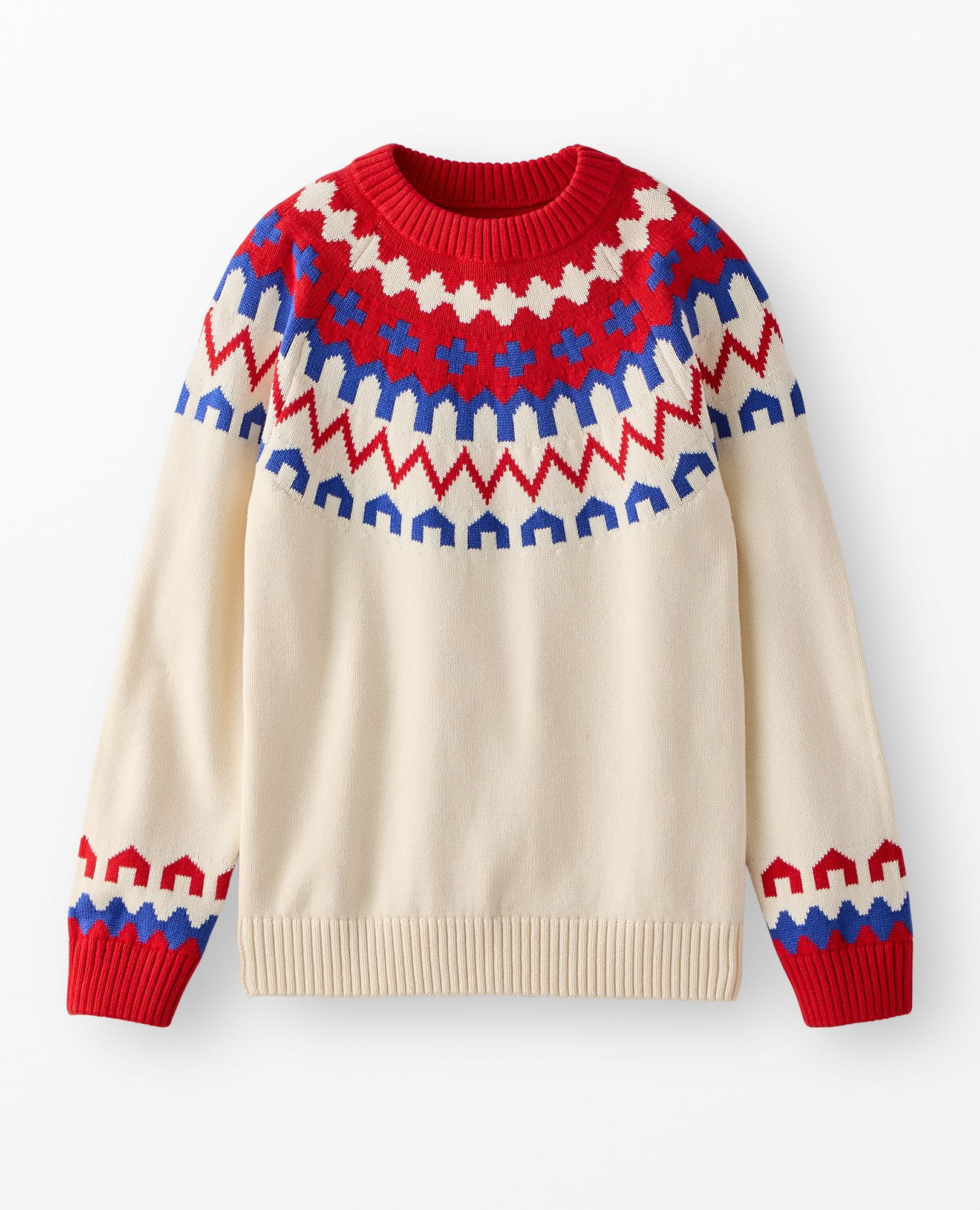 Adult Holiday Sweater in Red Fairisle - main