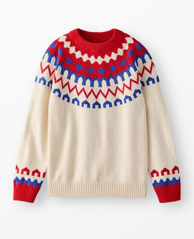 Adult Holiday Sweater in Red Fairisle - main