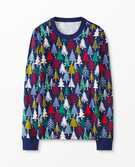 Adult Unisex Long John Top In Organic Cotton in Twinkly Trees on Navy - main