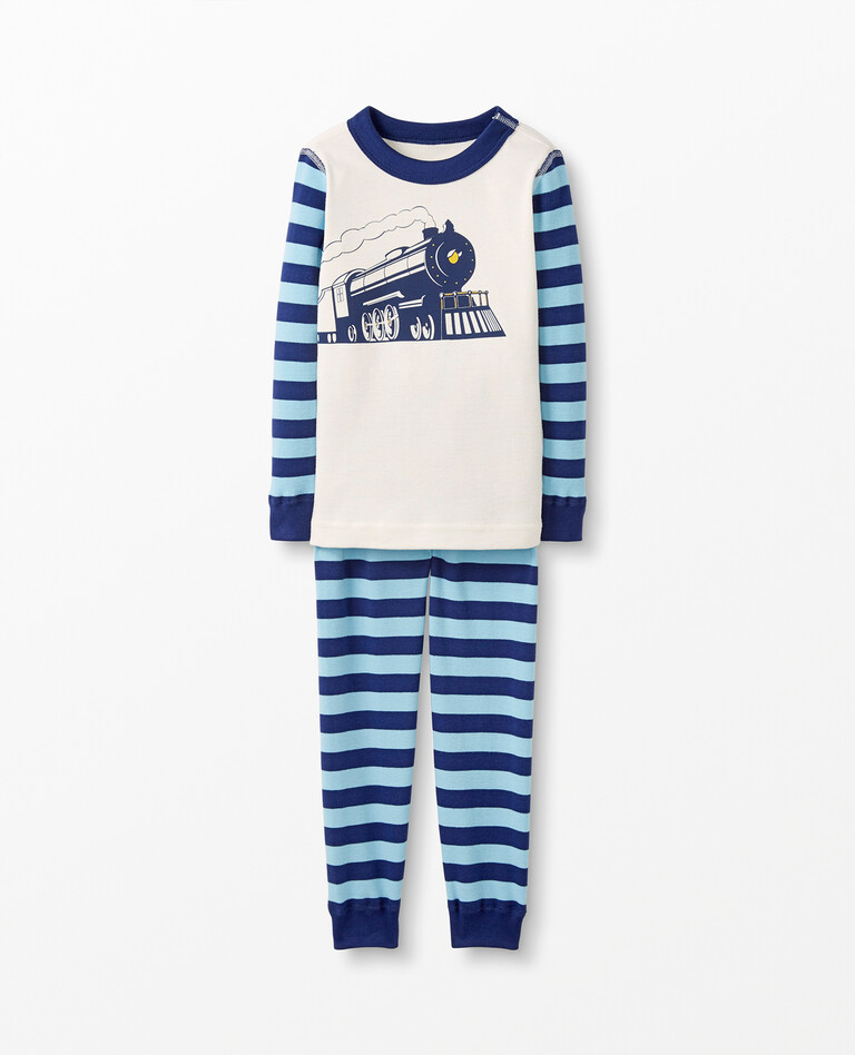 Warner Bros™ Polar Express Long John Pajamas In Organic Cotton in The Polar Express Stripe - main