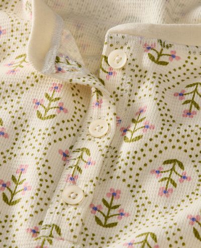 Women's Holiday Long Sleeve Waffle Henley Pajama Set in Winter Floral on Ecru - main