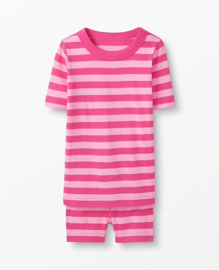 Short John Pajamas In Organic Cotton in Pink Peony/Shell Pink - main