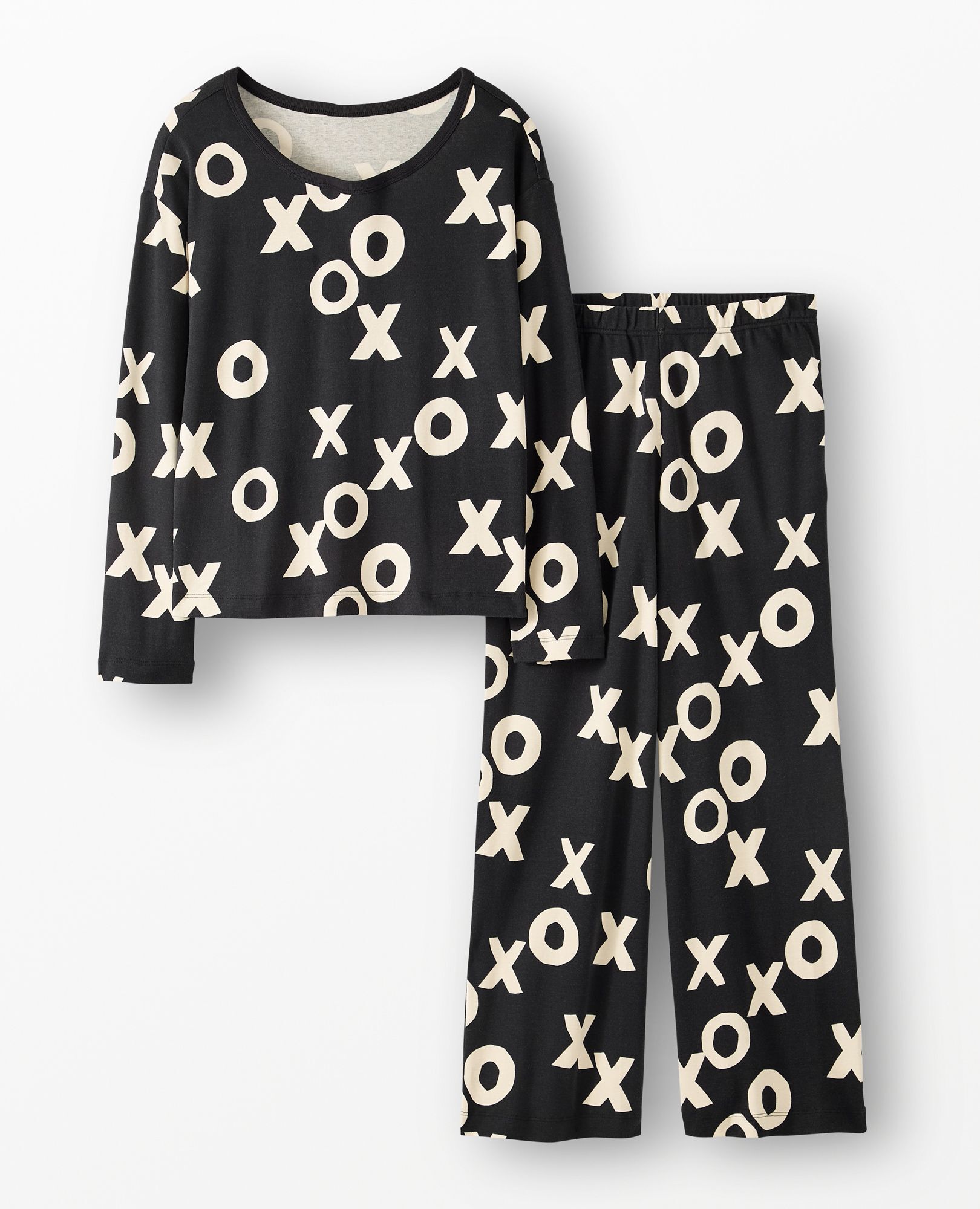 Women's Wide Leg Pajama Set in Hugs and Kisses - main