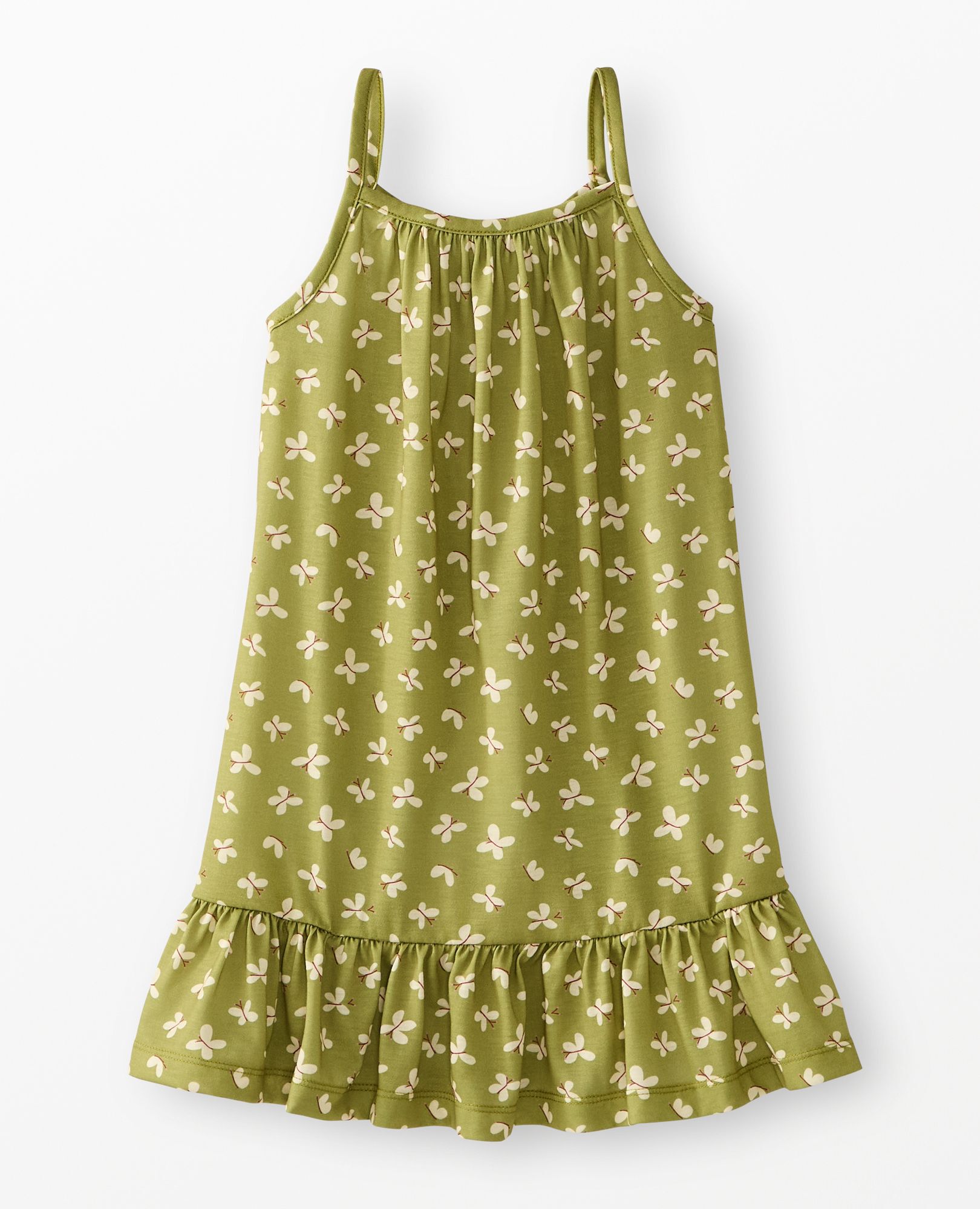 Sleeveless Nightgown in Butterflies on Moss Green - main