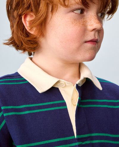 Striped Rugby Shirt in Navy/Ultra Green - main