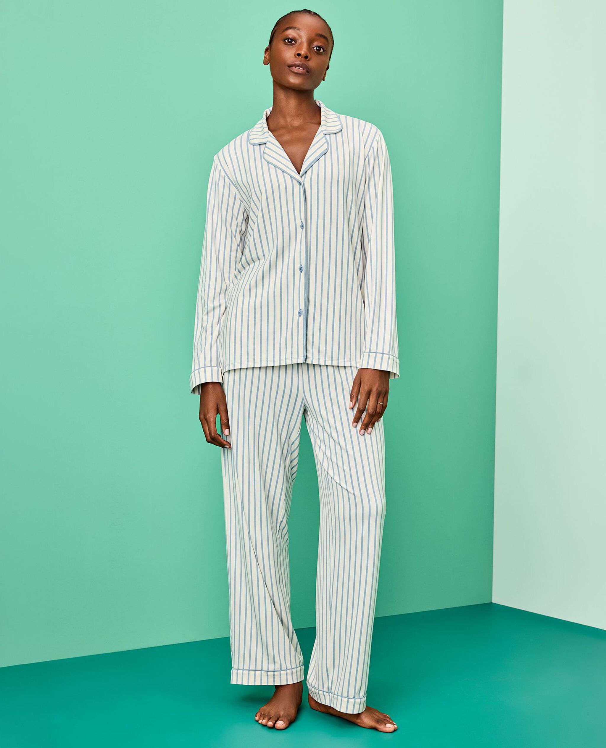 Women's Holiday Long Sleeve HannaSoft™ Pajama Set in Ecru/North Air - main
