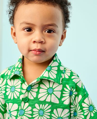 Baby Button Up Shirt & Shorts Set in Funky Floral on Island Green - main