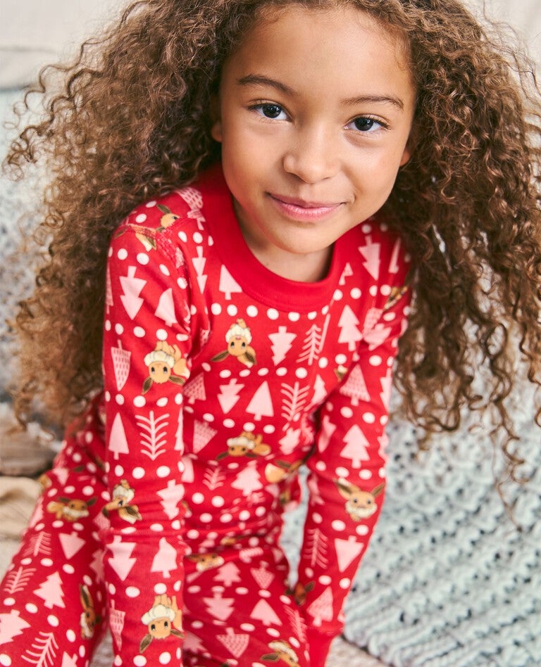 Kids Pokémon Holiday Long John Pajama Set in Ribbon Red - main