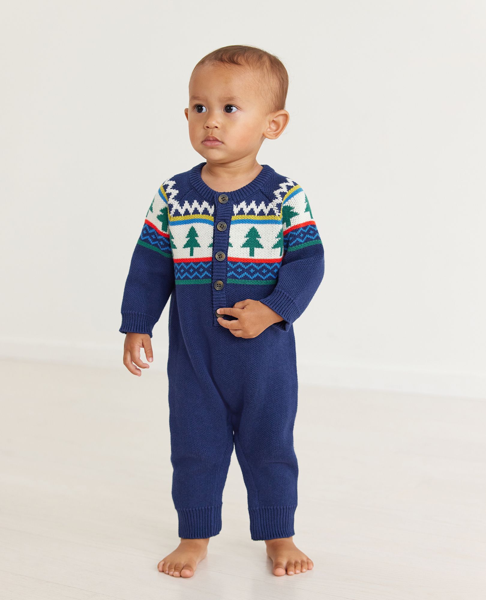 Baby Holiday Romper In Combed Cotton