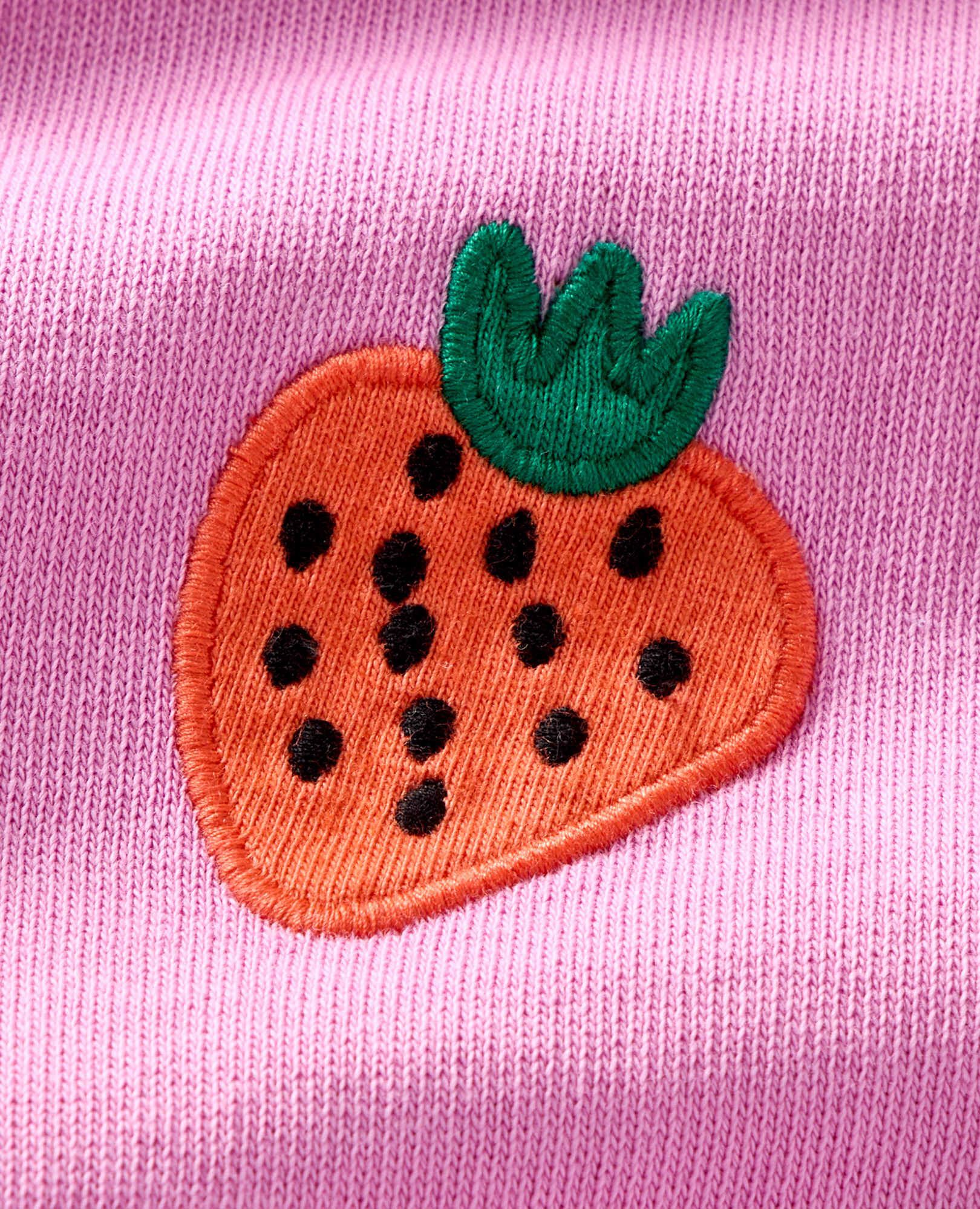 Baby French Terry Sweatshirt & Sweatpants Set in Mini Strawberries on Echinacea - main