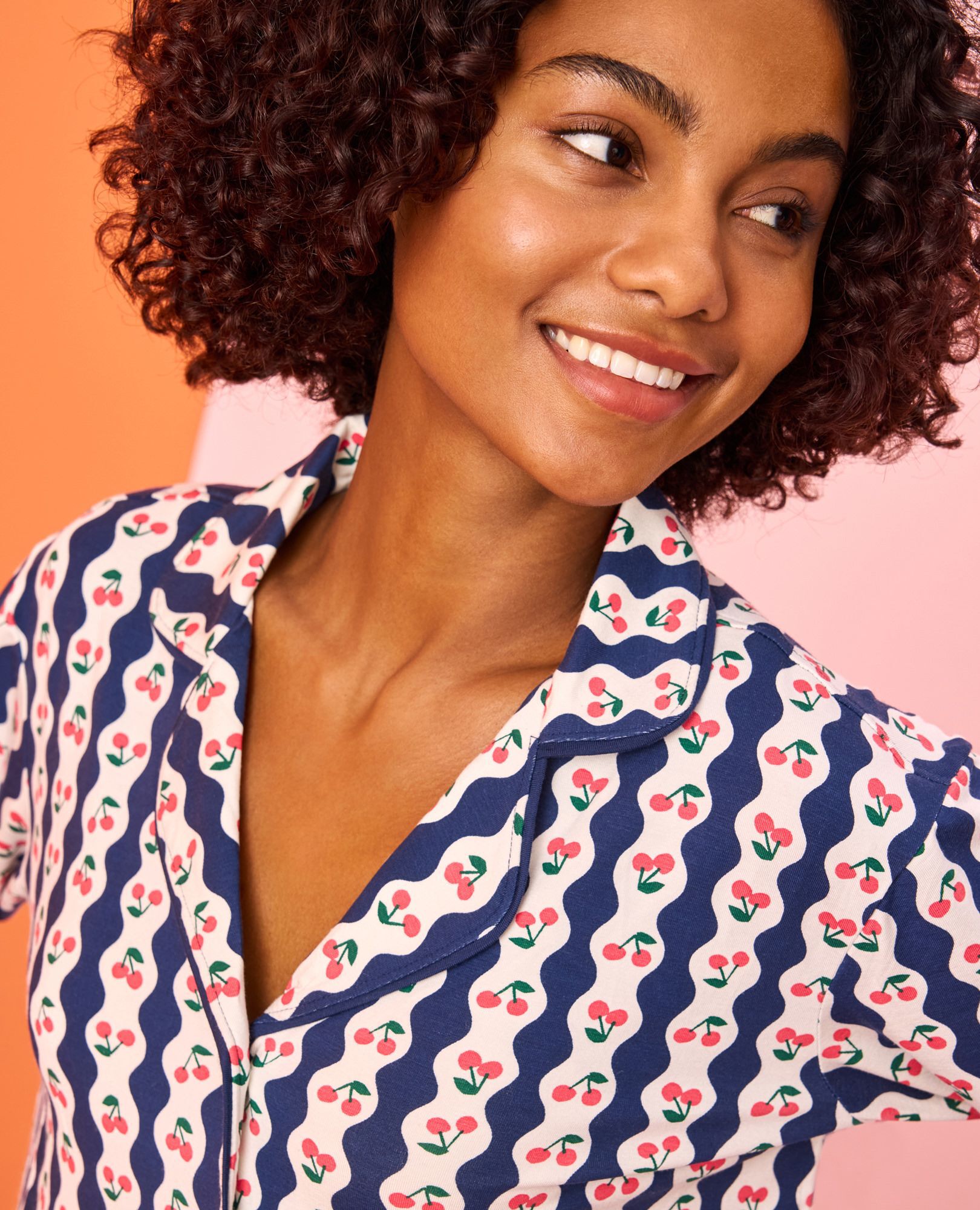 Women's Long Sleeve HannaSoft™ Pajama Set in Cherry Wallpaper - main