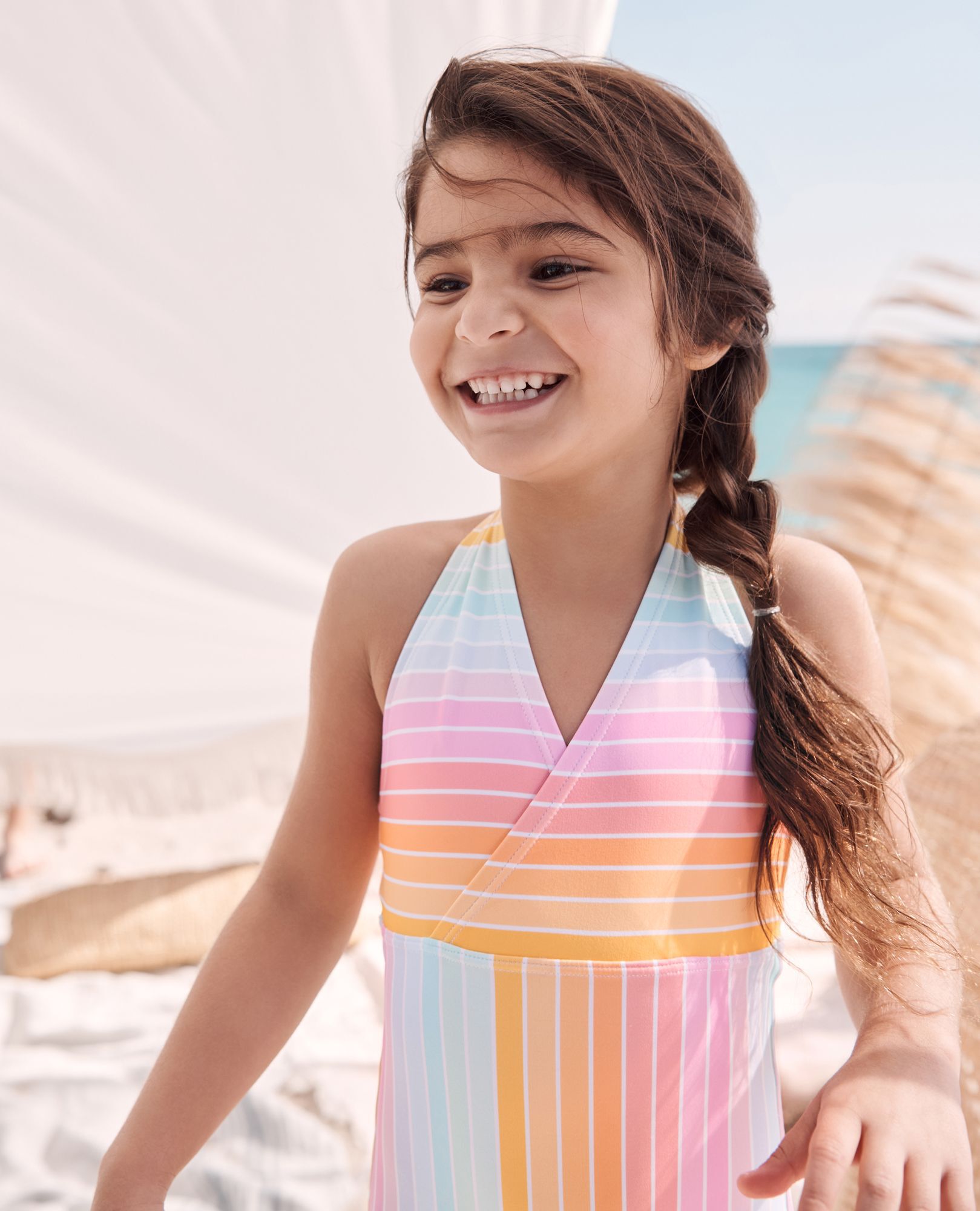 One Piece Rainbow Striped Halter Swimsuit Hanna Andersson