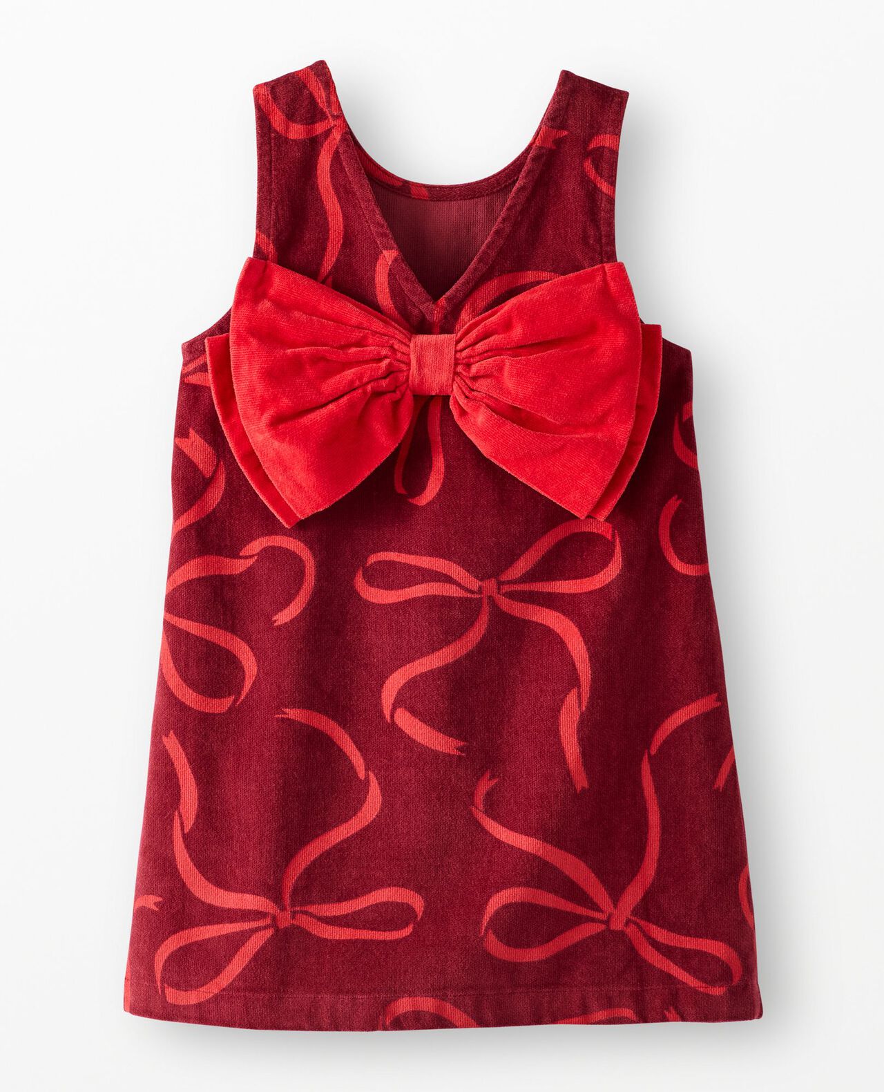 Sleeveless Velvet Bow Back Jumper in Bows on Beet Red - main