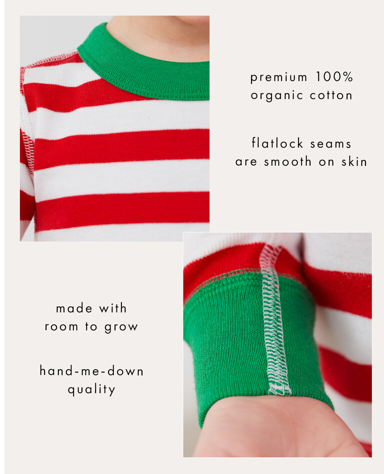 Women's Striped Long John Pajama Top in Hanna Red/White - main
